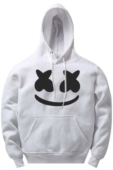 Marshmello Smile Face Printed Long Sleeve Casual Loose Hoodie