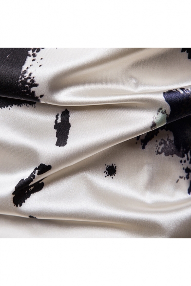Men's Unique Fashion Patterned Basic Long Sleeve Slim Fit White Button-Up Shirt