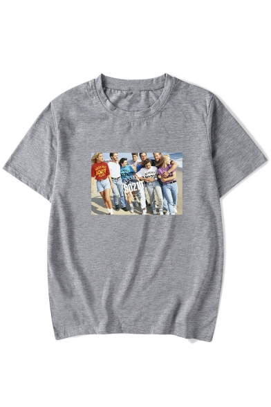 Beverly Hills 90210 Figure Printed Casual Loose Short Sleeve T-Shirt