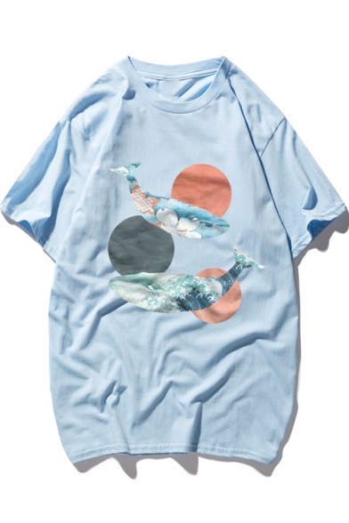 Big fish Begonia Fashion Printed Summer Basic Loose Casual Cotton T-Shirt