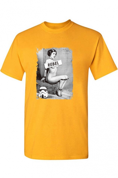 Funny Star Wars REBEL Nude Women Print Short Sleeve Basic T-Shirt