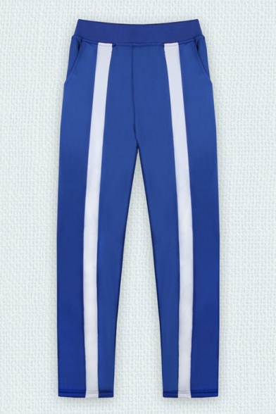 Cosplay Costume Printed Elastic Waist Loose Fit Blue Sport Pants