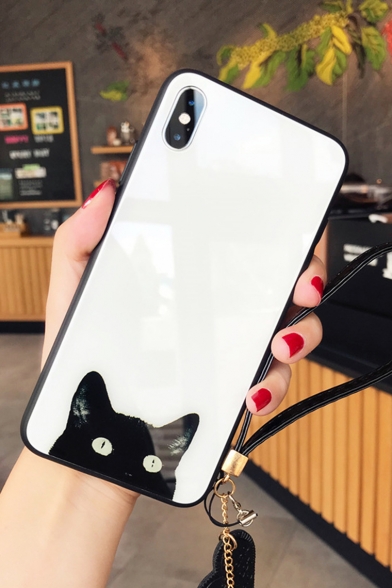 New Trendy Cartoon Cat Toughened Glass Mobile Phone Case