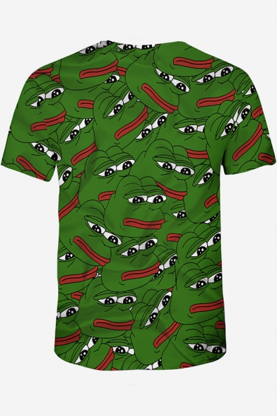 Summer Fashion 3D Allover Pepe the Frog Printed Casual Short Sleeve Crewneck Green T-shirt