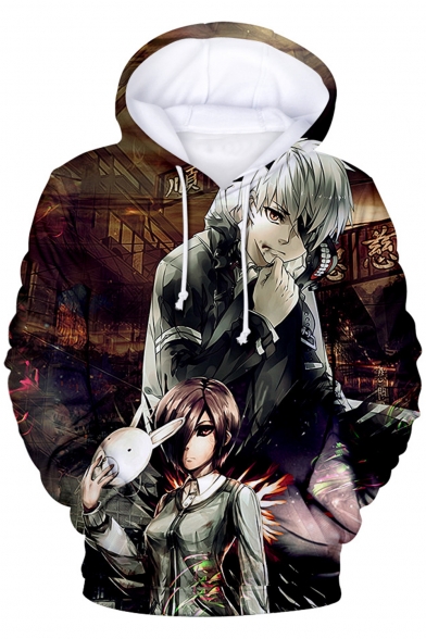Cool Comic Character Printed Long Sleeve Relaxed Fit Hoodie