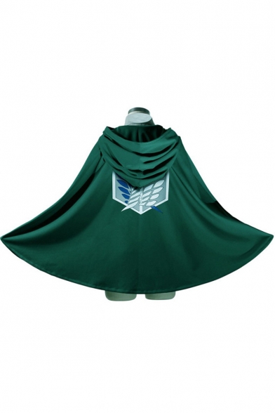 Cool Logo Printed Cosplay Costume One Button Halloween Green Cape Coat