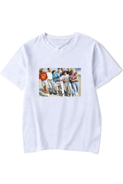 Beverly Hills 90210 Figure Printed Casual Loose Short Sleeve T-Shirt
