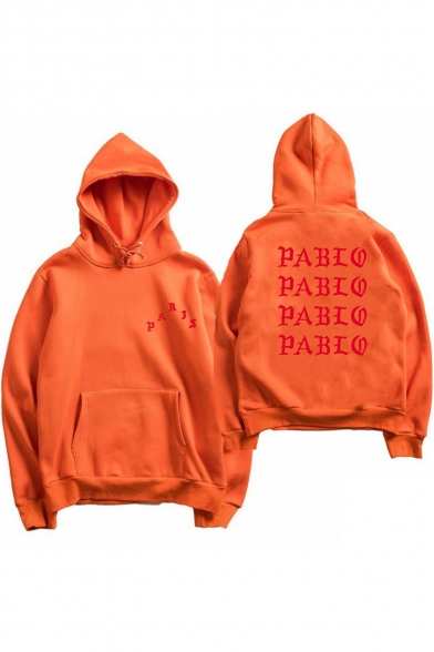 Cool Street Letter PABLO Printed Long Sleeve Unisex Loose Casual Pullover Hoodie