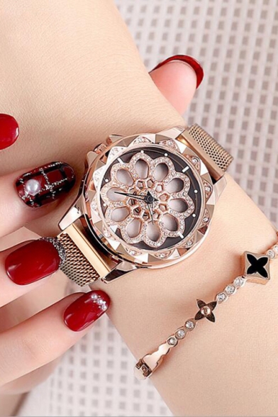 Girls New Fashion Floral Design Dial Waterproof Trendy Watch
