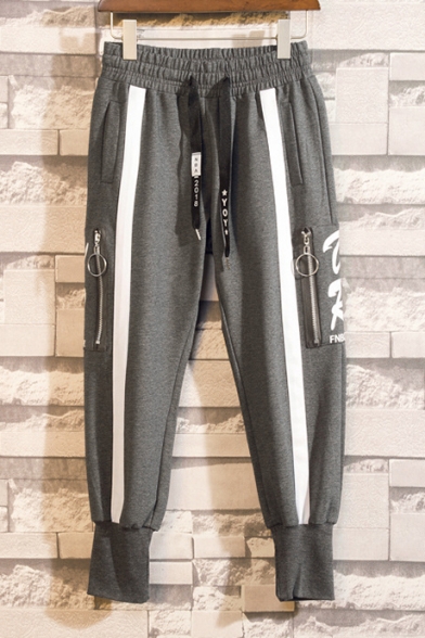 New Stylish Cool Zip Embellished Guys Casual Sporty Joggers Sweatpants