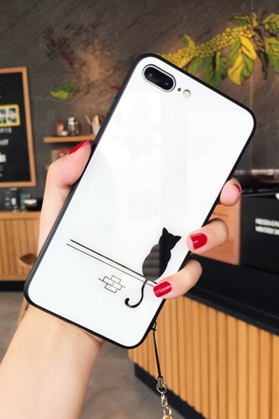 New Trendy Cartoon Cat Toughened Glass Mobile Phone Case