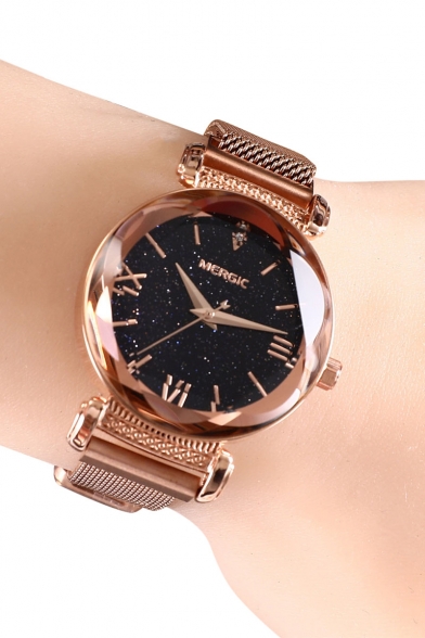 New Trendy Galaxy Mesh Watchband Diamond Glass Fashion Watch