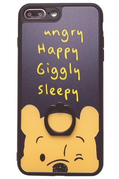 Winnie the Pooh Cute Cartoon Letter ANGRY HAPPY Silicone iPhone Case