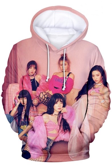 Girl Group Fashion 3D Mouth Letter Printed Basic Sport Casual Long Sleeve Hoodie
