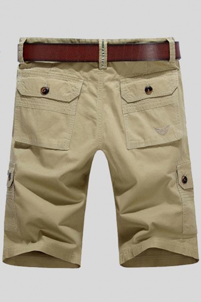 Summer Mens Casual Simple Plain Cotton Military Shorts Cargo Shorts