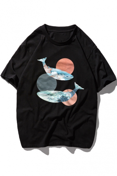 Big fish Begonia Fashion Printed Summer Basic Loose Casual Cotton T-Shirt