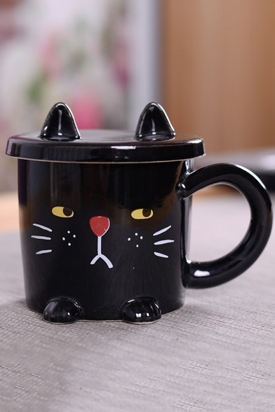 Creative Stylish Cute Cat Design Office Black Ceramic Mug Cup 301-400ml