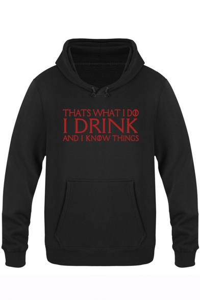 Game of Thrones Letter I DRINK AND I KNOW THINGS Printed Basic Loose Pullover Hoodie