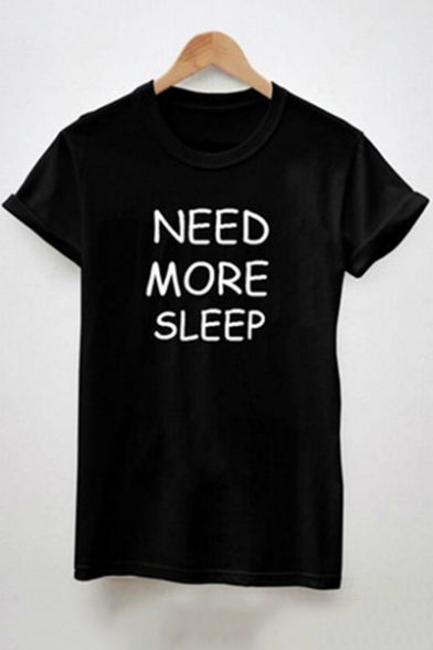 Cool Letter NEED MORE SLEEP Cotton Short Sleeve Unisex T-Shirt
