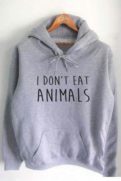 Funny Letter I DON'T EAT ANIMALS Unisex Cotton Hoodie