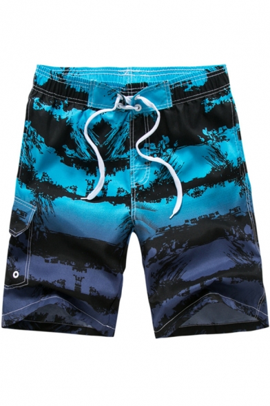 Holiday Beach Fashion Printed Drawstring Waist Mens Summer Swim Shorts
