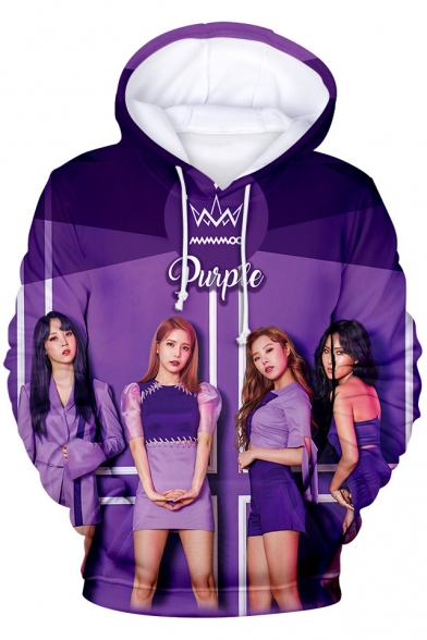 Popular Girl Group Fashion 3D Oil Painting Letter Figure Printed Casual Loose Relaxed Hoodie