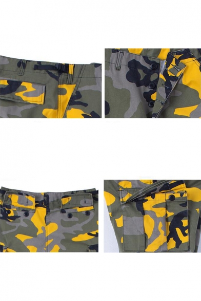 Men's New Stylish Unique Camouflage Printed Flap-Pocket Side Hip Hop Street Fashion Cotton Cargo Shorts