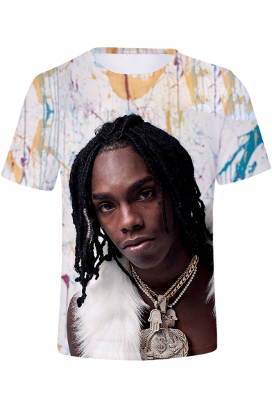 American Rapper Popular 3D Figure Print Round Neck Short Sleeve Loose Fit T-Shirt