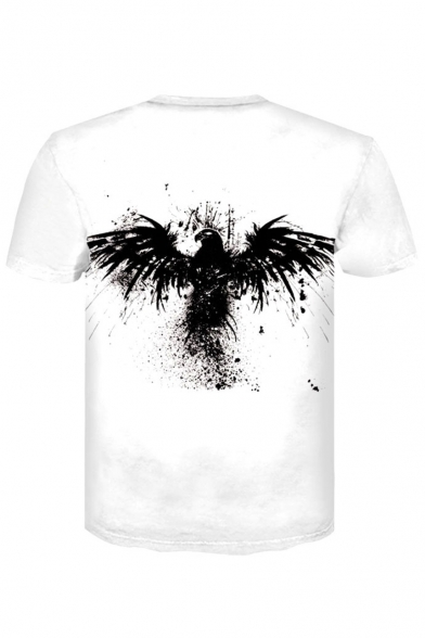 Black Wings Angel Cool 3D Printed Basic Short Sleeve White T-Shirt