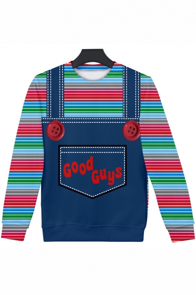 Good Guys Chucky Fashion 3D Printed Basic Round Neck Long Sleeve Pullover Blue Sweatshirt