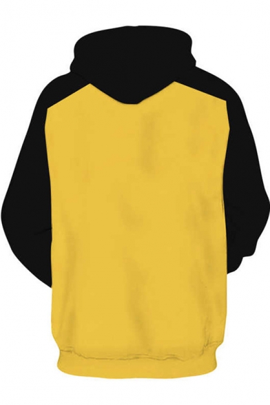Trendy Colorblock Cosplay Costume Long Sleeve Loose Casual Yellow Hoodie