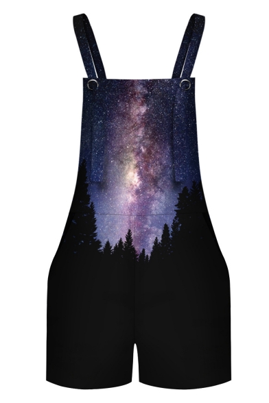 New Stylish 3D Galaxy Printed Loose Leisure Overalls Rompers