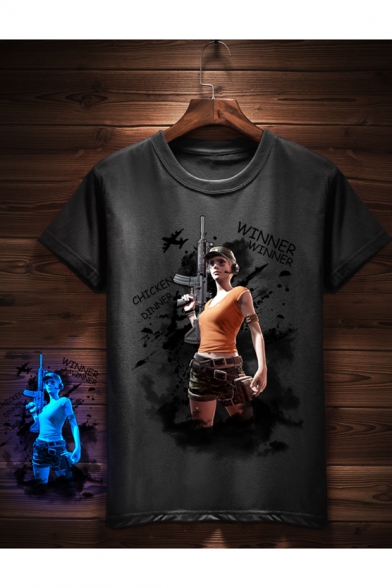 Trendy Game Character Printed Regular-Fit Casual Luminous T-Shirt