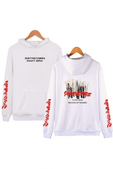 Popular Letter SHETHISCOMMA DOESN'T DEFINE Printed Loose Fit Pullover Hoodie