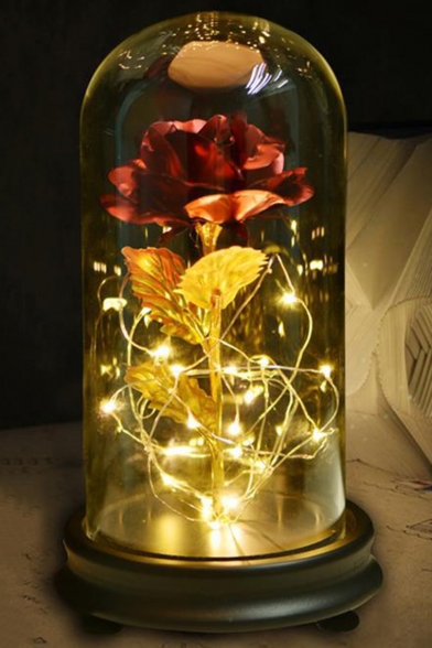 Beauty and The Beast LED Rose Flower in Glass Dome on Wood Base Gift Home  Decorations - Beautifulhalo.com
