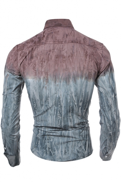 Cool Unique 3D Tie Dye Pattern Men's Fashionable Fitted Button-Down Shirt