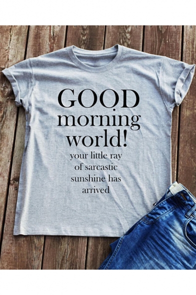 Fashion Street Letter GOOD MORNING WORLD Unisex Relaxed T-Shirt