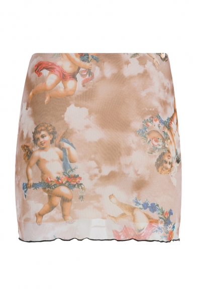 Fashion Angel Baby Printed Mini Sexy Bodycon Brown Skirt