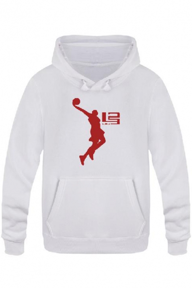 American Basketball Player Basic Long Sleeve Loose Fit Casual Graphic Hoodie
