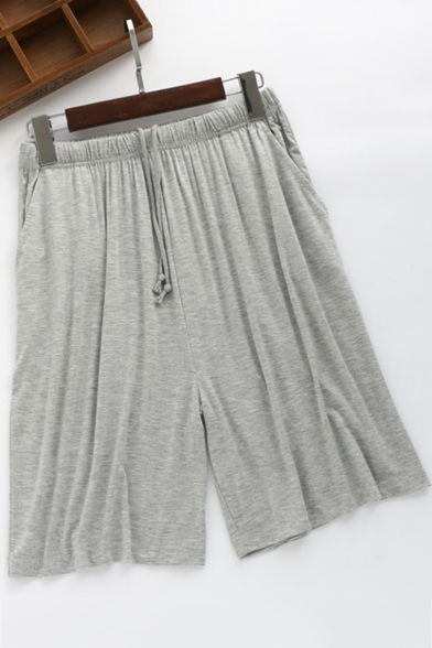Men's Summer Comfortable Modal Slouch Drawstring Waist Plain Loose Lounge Shorts