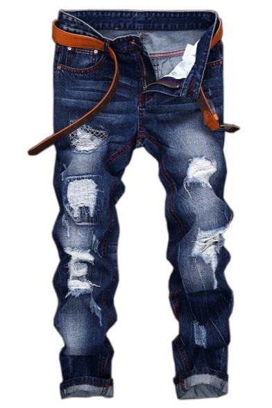 Mens Popular Cool Distressed Stylish Slim Ripped Jeans