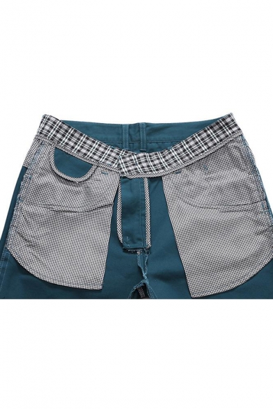 Mens Summer Cotton Simple Plain Fashion Button Pocket Fitted Casual Shorts