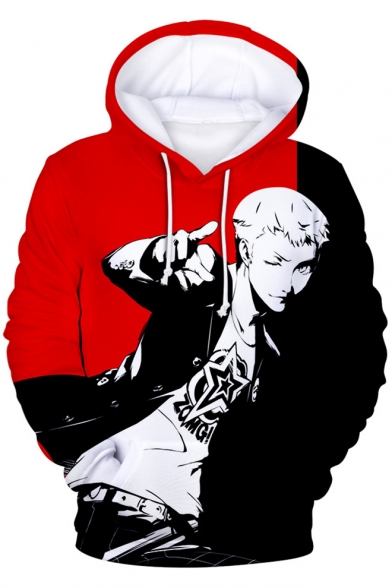 Cool 3D Game Character Pattern Long Sleeve Relaxed Fit Drawstring Hoodie