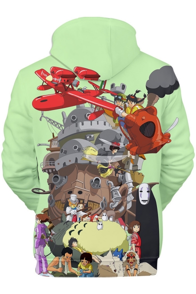 Totoro New Fashion 3D Comic Anime Character Pattern Green Pullover Hoodie