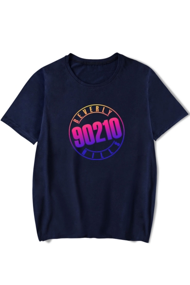 Beverly Hills 90210 Simple Letter Print Basic Short Sleeve Casual T-Shirt