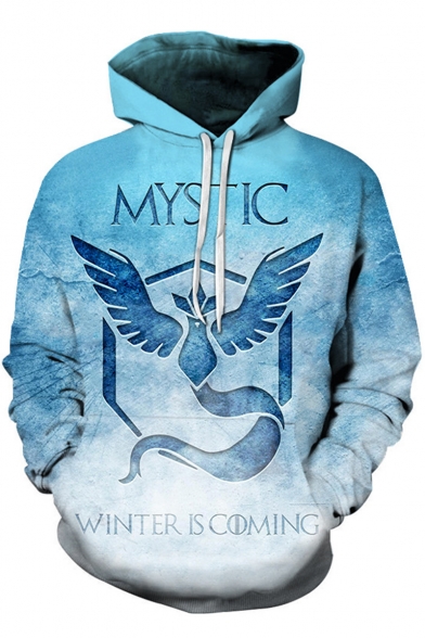 Game of Thrones Classic Line Winter Is Coming Print Light Blue Unisex Drawstring Hoodie