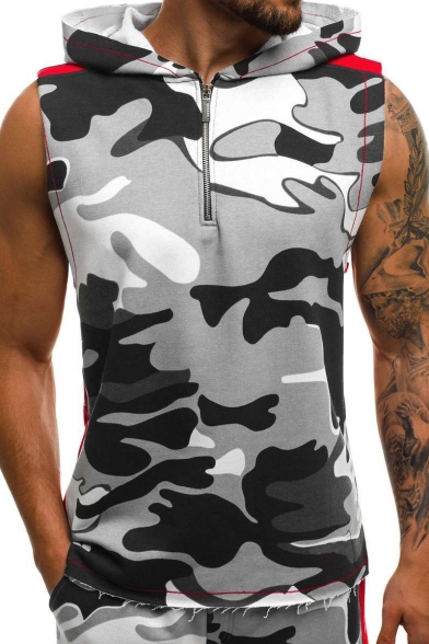 camo sleeveless hoodie