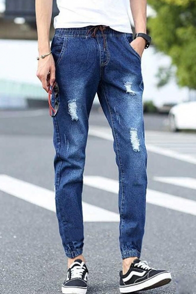 mens elastic ankle jeans