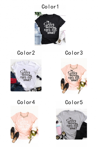 Street Fashion Letter I'M SORRY Printed Short Sleeve Casual T-Shirt