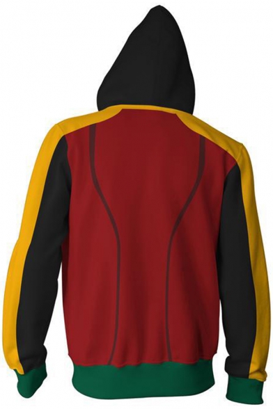 Cool 3D Pattern Cosplay Costume Fitted Full Zip Red Hoodie